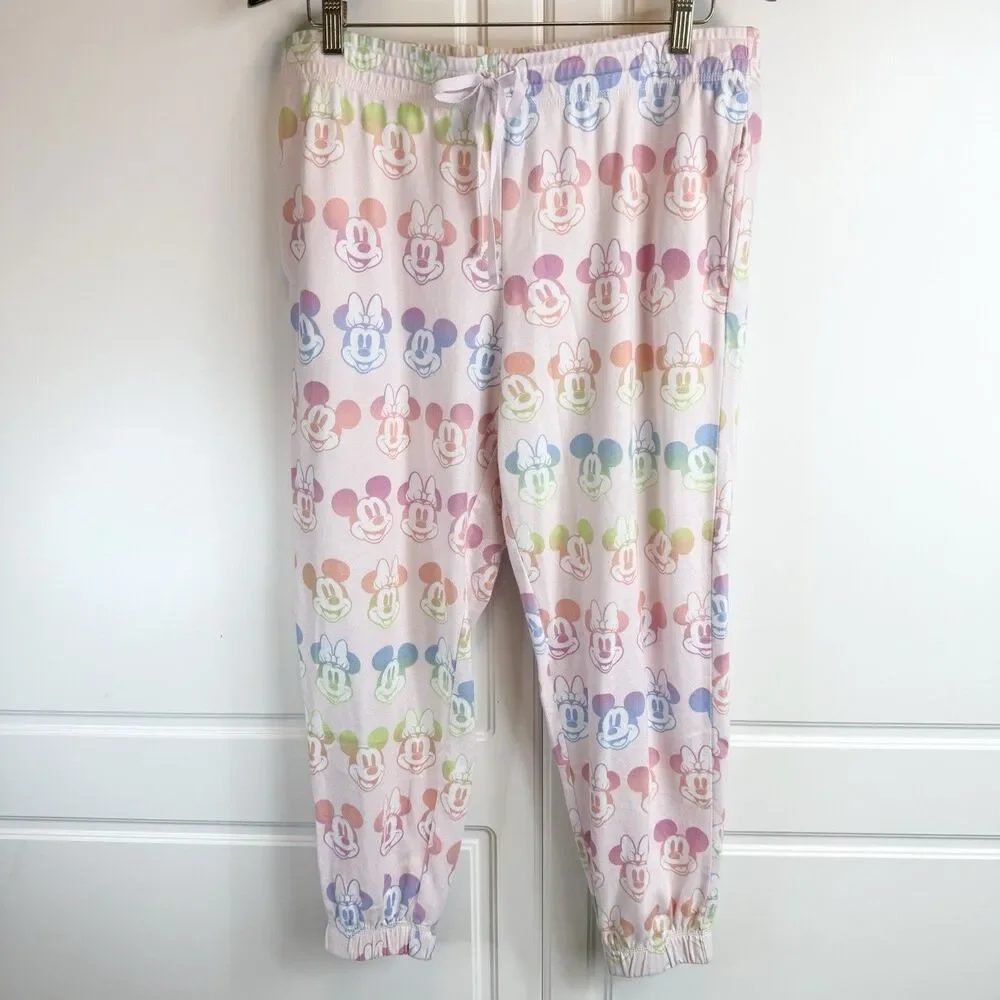 Disney Women’s Mickey Minnie Pajama Set  XL 12 / 14 Tie Dye Ombré Pastel Soft - Picture 5 of 8